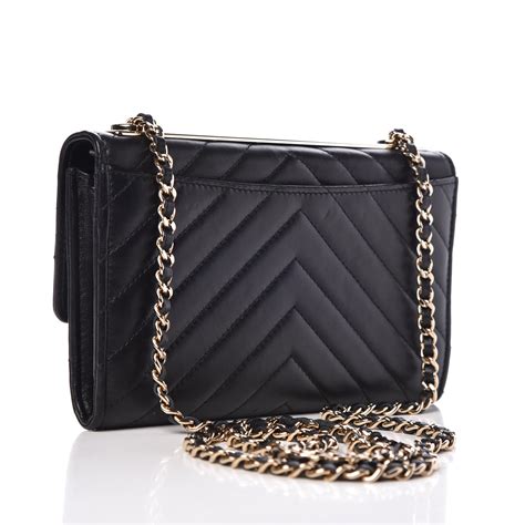 chanel black trendy cc wallet on chain